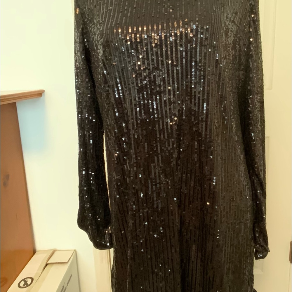 Black sequin shift dress